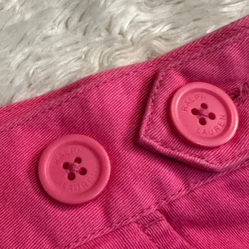 Vintage Y2K Girls 16 Ralph Lauren Pink Chino Bootcut Jeans Pants Cotton